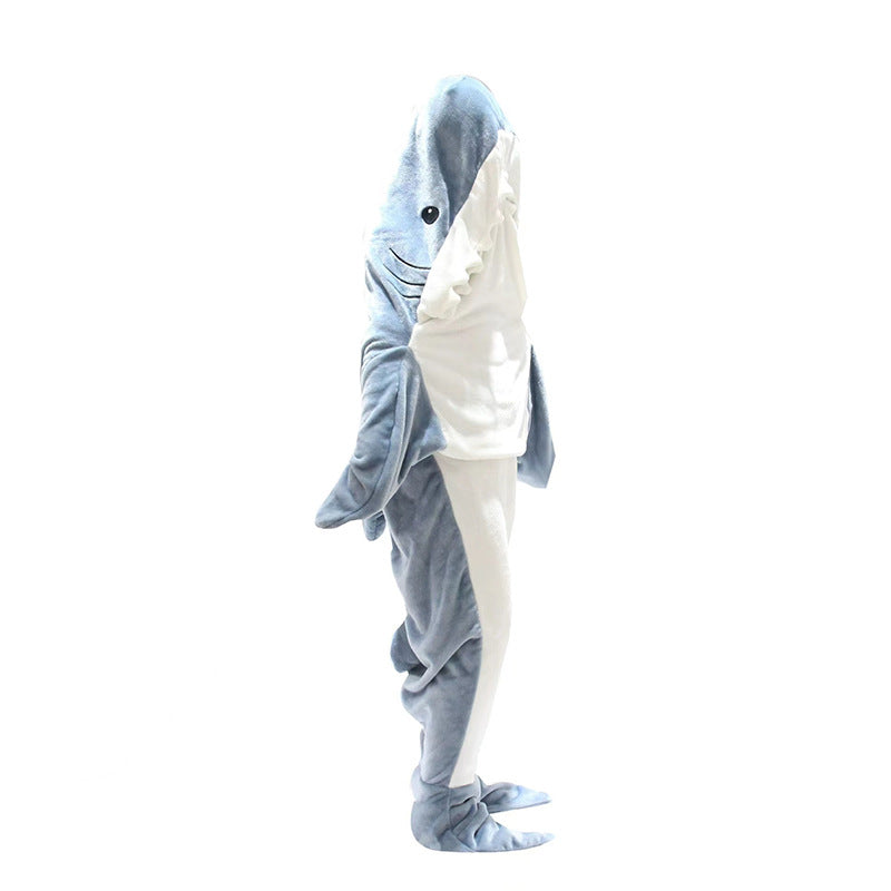 Shark Blanket for Kids and Adults Wearable Shark Blanket Hoodie Cartoon Animals One Piece Blanket Cute Funny Blue Shark Flannel Hoodie for Boys Girls and Adults