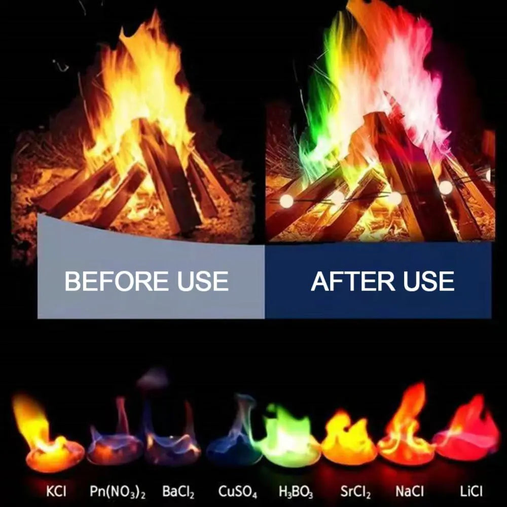 Changing Flame Powder Decorative Magical Fire Flame Powder Fireplace Festival Fire Powder Camping Bonfire Party Tools 50g/150g