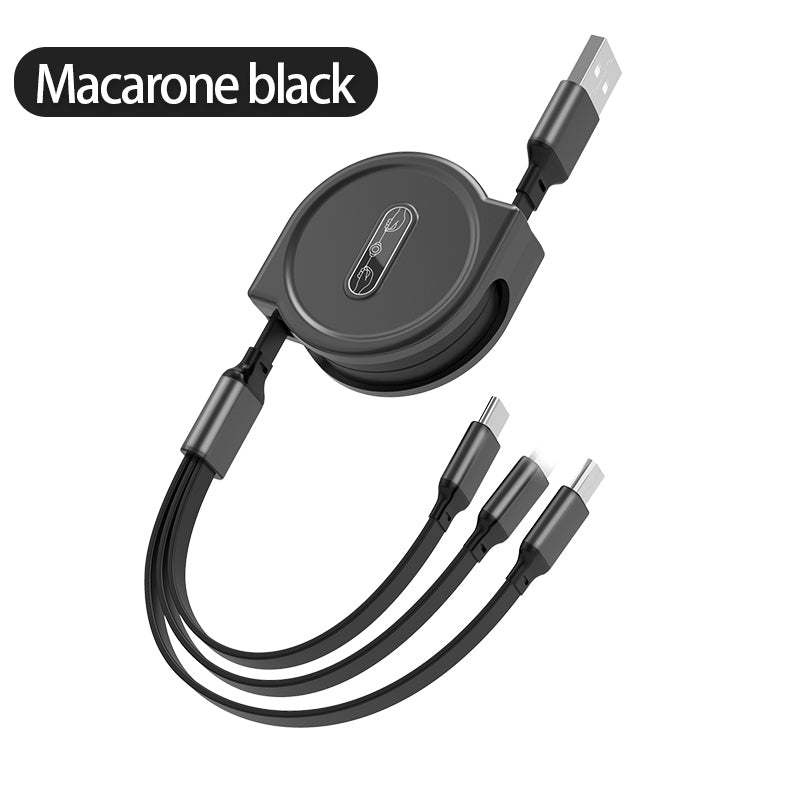 One-to-three Telescopic Data Cable 3A Fast Charge Three-in-one apple , usb 2.0, usb c