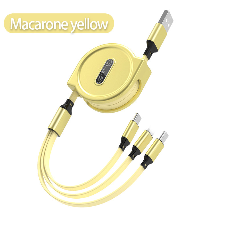 One-to-three Telescopic Data Cable 3A Fast Charge Three-in-one apple , usb 2.0, usb c