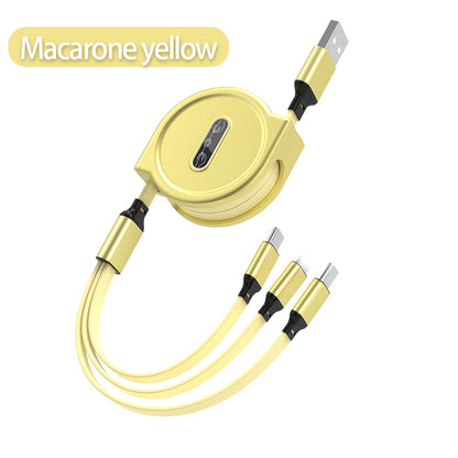 One-to-three Telescopic Data Cable 3A Fast Charge Three-in-one apple , usb 2.0, usb c